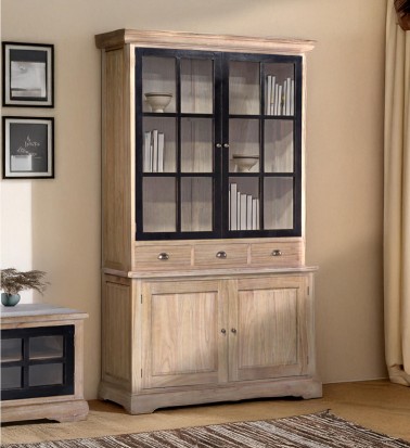 SIENA - Provencalische Vitrine aus Mindi 130 x 40-47 x 215