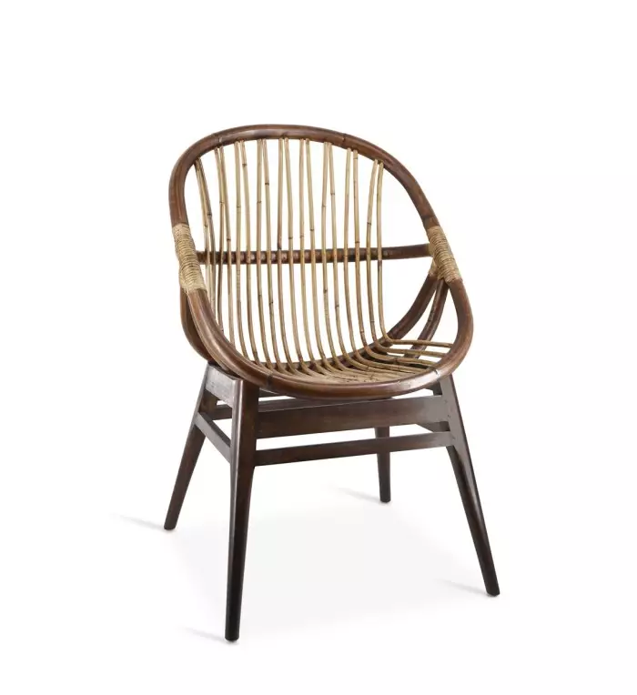 RATTAN - Mindi and rattan armchair 60 x 56 x 95