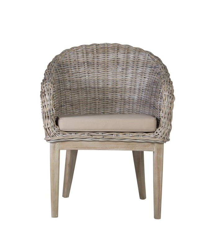 RATTAN - Poltrona em mindi e vime 68 x 66 x 88