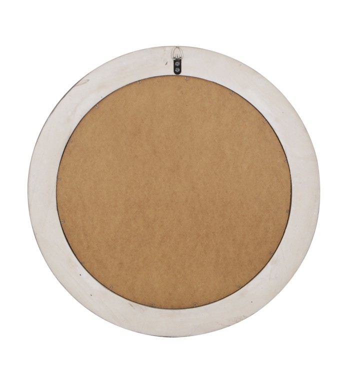 DAKOTA - Round bleached beige wood mirror 58 x 5 x 58