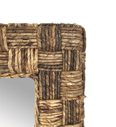 RATTAN - Check pattern rattan and rope mirror 80 x 150