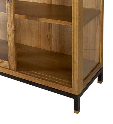 MADHU - Vitrina modular em mindi e ferro com portas de correr 180 x 40 x 138