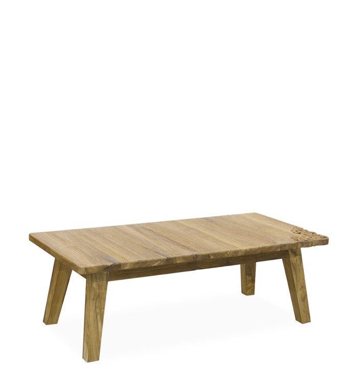 Tavolino in teak intagliato 120 x 60 x 40