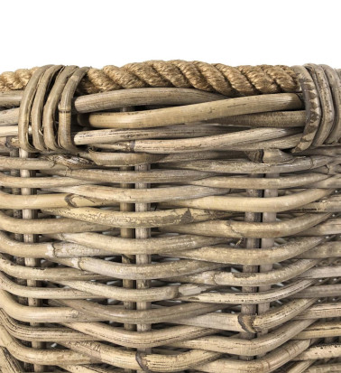 Set of 3 rattan and rope baskets 40 x 40 x 40 / 32 x 32 x 34 / 22 x 22 x 25