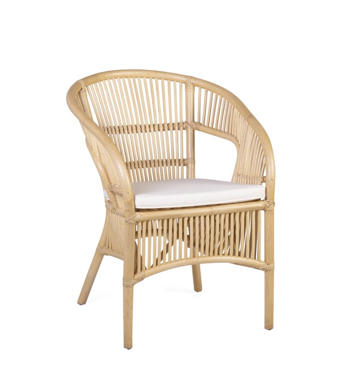 FABIANO - Sedia in rattan con cuscino 60 x 67 x 81