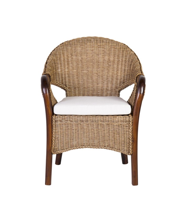 Mahogany and rattan armchair 60 x 60 x 83