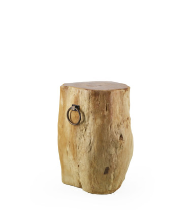 Solid teak stool with ring 35 x 35 x 45