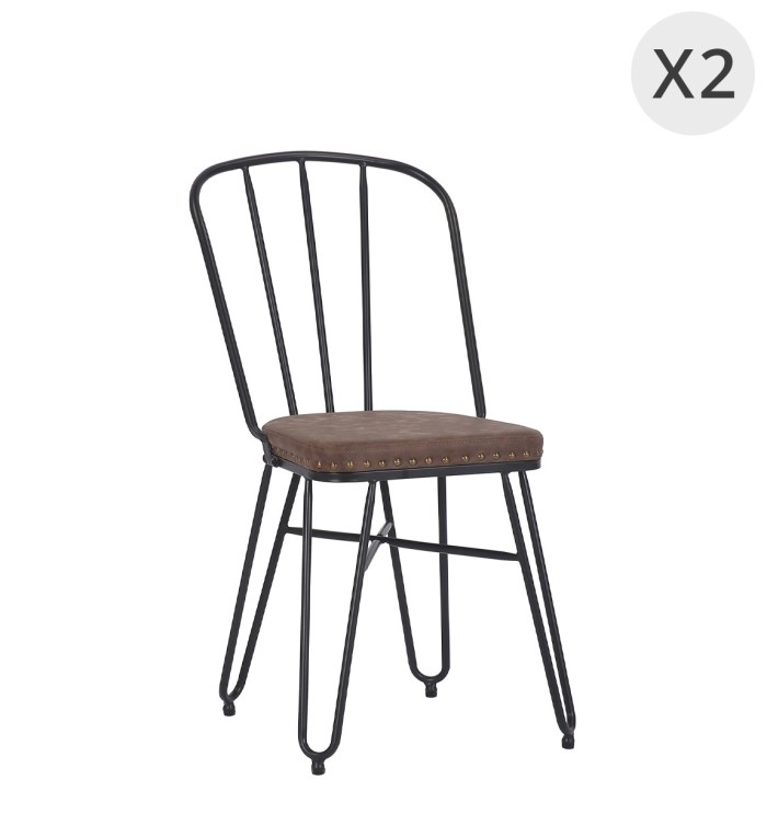 DETROIT - Set de 2 chaises en fer 55 x 45 x 86