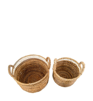 DAVOS - Set di 2 ceste in rattan 45 x 45 x 44 / 38 x 38 x 39