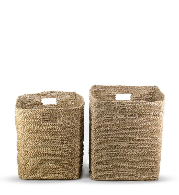 NAVALA - Set of 2 baskets in seaweed 38 x 38 x 48 / 37 x 37 x 44