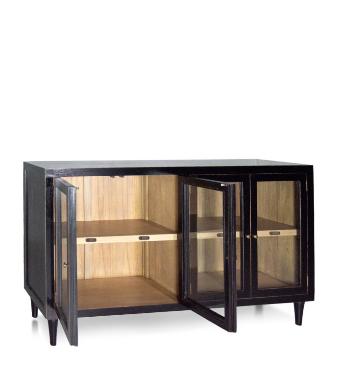 OXFORD - Combi display cabinet in mindi wood 140 x 40 x 85