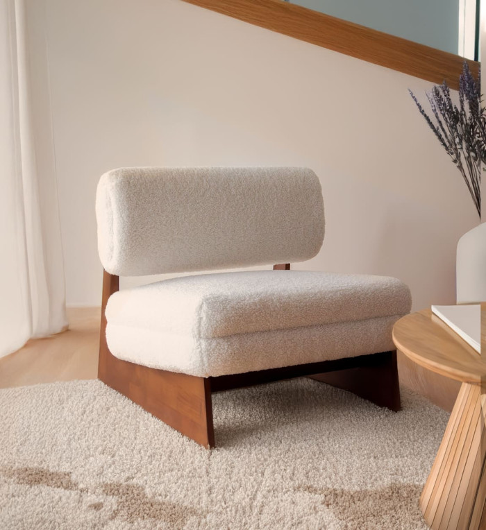 MIA - Armchair upholstered in wool 75 x 75 x 68