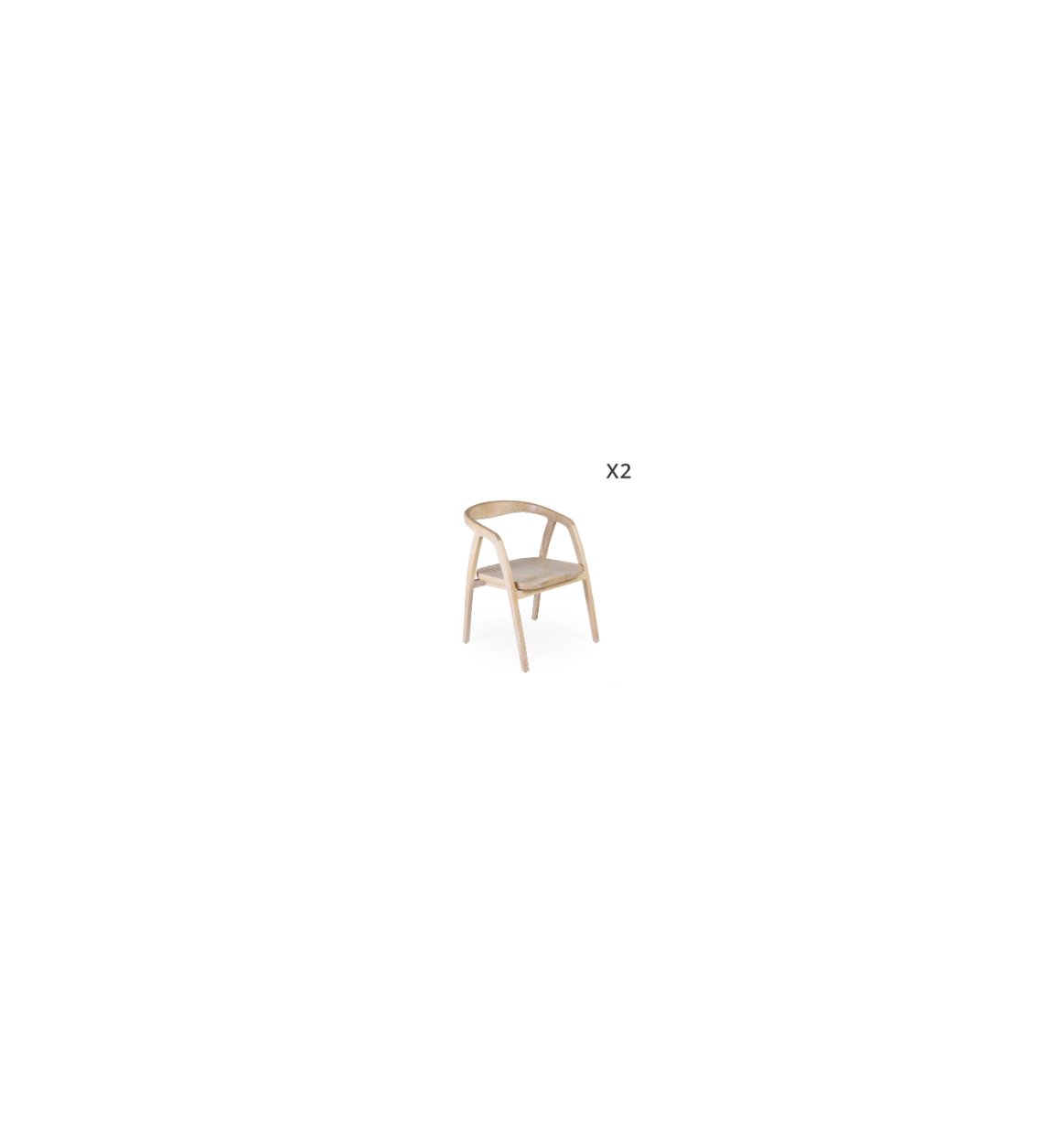 ALYA - Set of 2 natural wood chairs 55 x 60 x 77