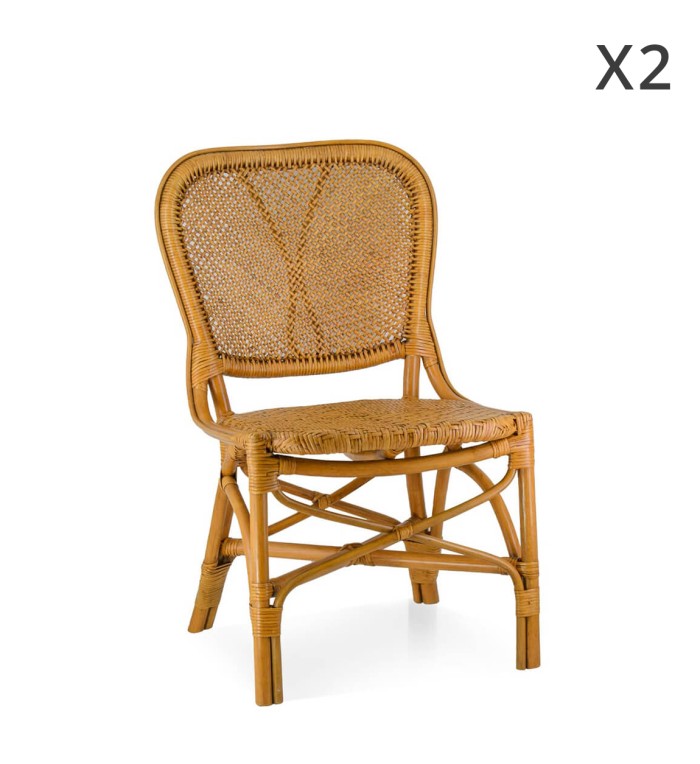 MIAMI - Set of 2 rattan chairs 54 x 60 x 90