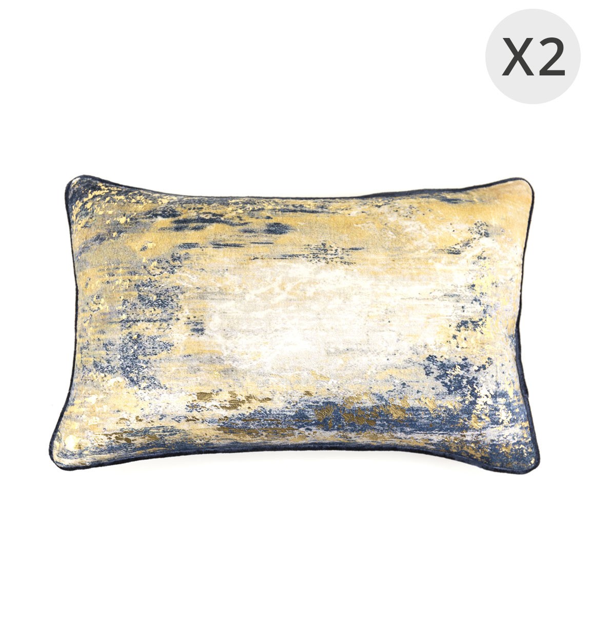 DELHI - Set of 2 golden velvet cushions 30 x 50