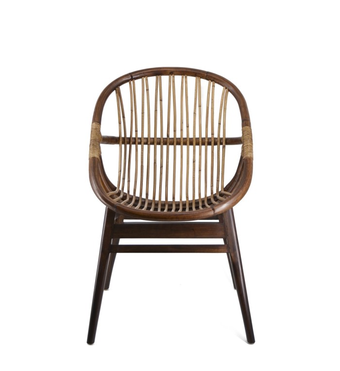 RATTAN - Mindi and rattan armchair 60 x 56 x 95