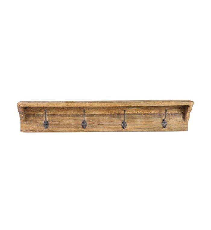 Rustic reclaimed teak coat rack 90 x 12 x 17