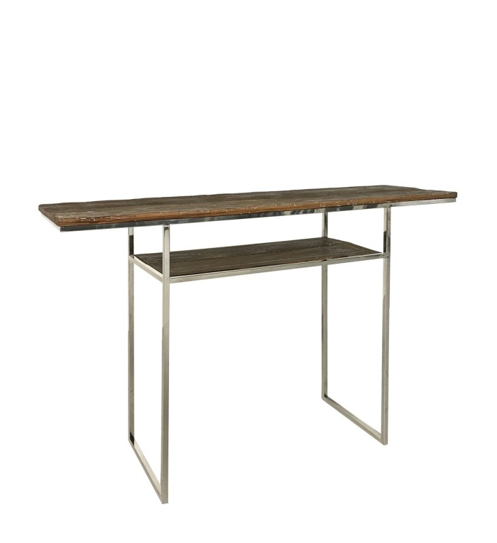 Spruce and stainless steel console table 120 x 35 x 82