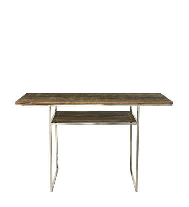 Spruce and stainless steel console table 120 x 35 x 82