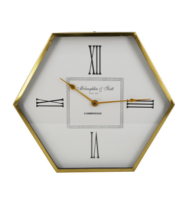 ATENAS - Golden hexagonal wall clock 45 x 5 x 53