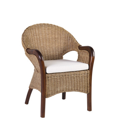 Mahogany and rattan armchair 60 x 60 x 83