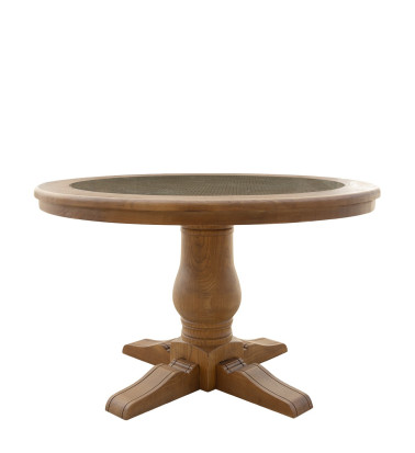 MANILA - Oak and rattan dining table 120 x 120 x 76