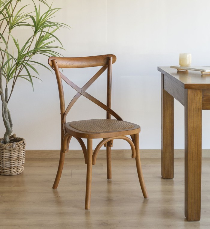 PARIS - Oak and rattan chair 50 x 55 x 89