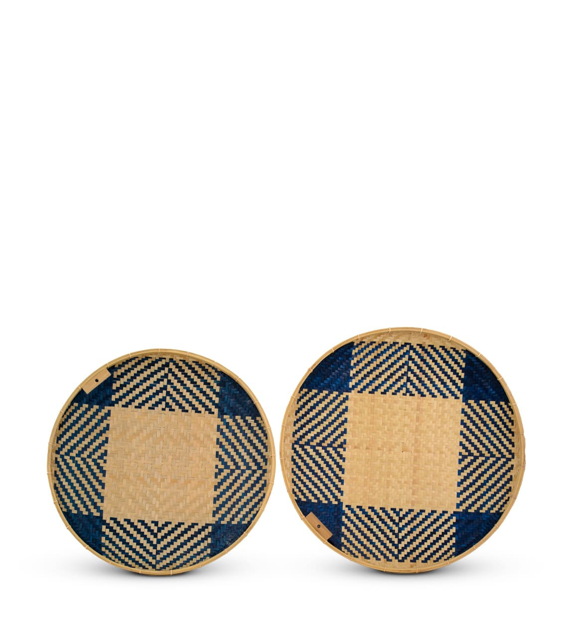 DAVOS - Set of 2 bamboo trays 55 x 55 x 3 / 50 x 50 x 3