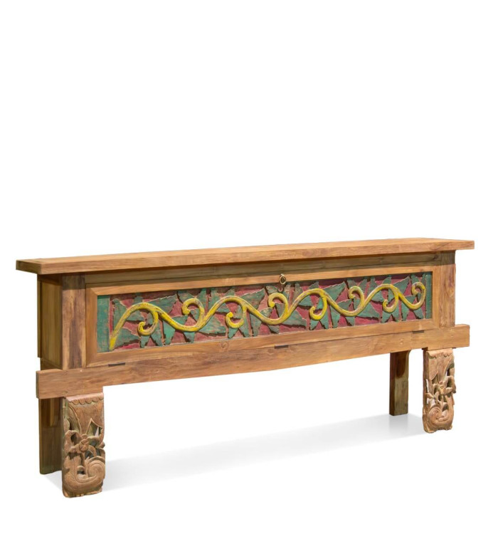 MERIDA - Teak console with carving 230 x 45 x 90