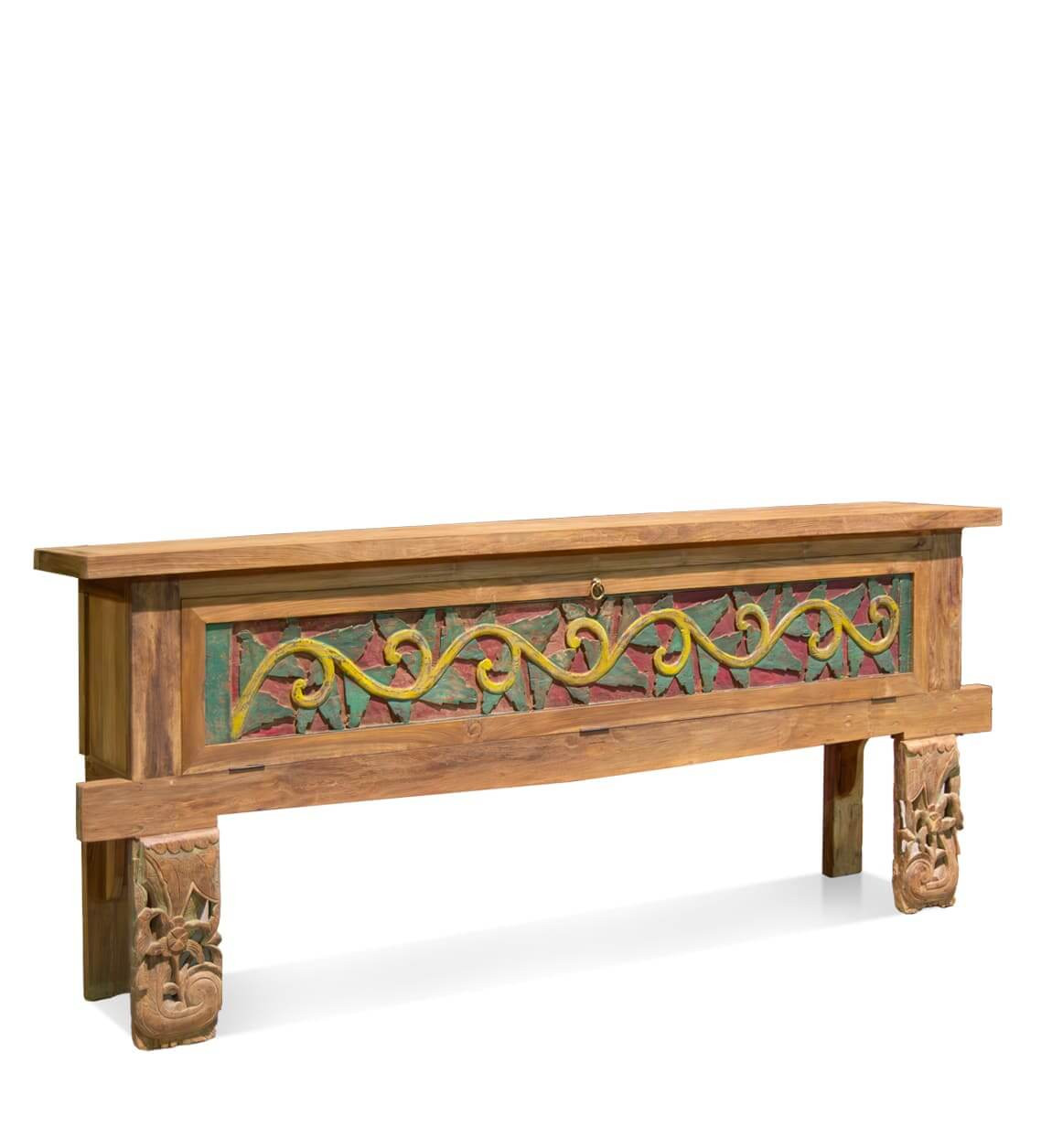 MERIDA - Teak console with carving 230 x 45 x 90