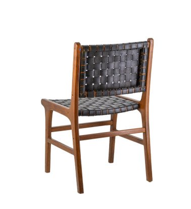 Teak and leather chair 51 x 56 x 88