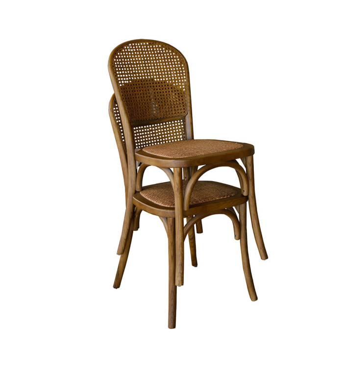 MANILA - Oak and rattan chair 45 x 54 x 89