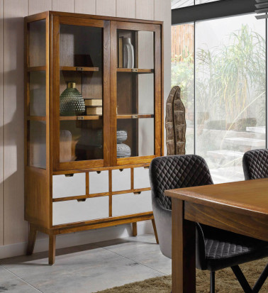ARTIC - Vitrine en bois de mindi 105 x 40 x 180