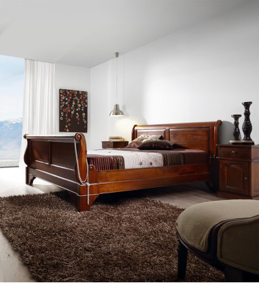 VINTAGE - Cama de caoba 165 x 225 x 98