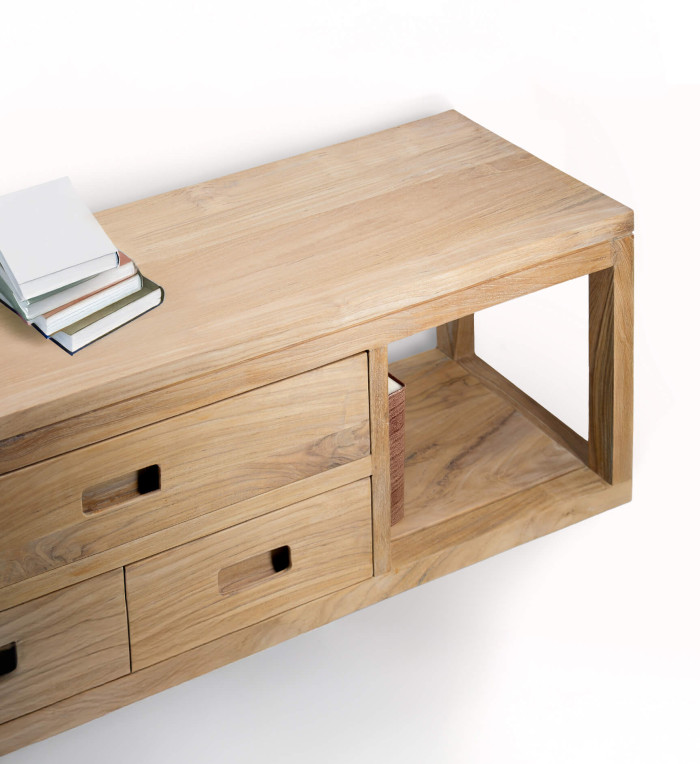 TEIDE - Floating Teak Console 110 x 25 x 30