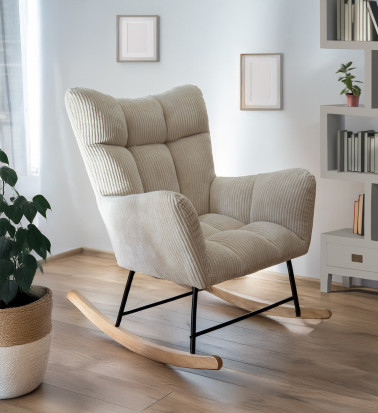 KAIHO - Sillón balancín de hierro, madera y poliéster 92 x 78 x 96