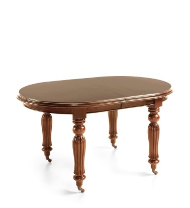 VINTAGE - Mesa de jantar de mogno com rodas 160-240 x 110 x 80