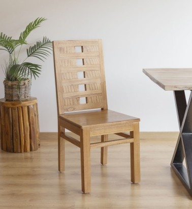 MADHU - Set de 2 sillas de madera marrón 45 x 55 x 100