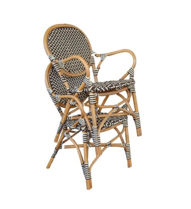 BISTRO - Set aus 2 Sesseln aus schwarzem Rattan 56 x 56 x 92