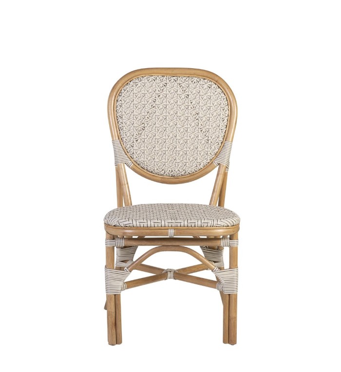 BISTRO - Set of 2 white rattan chairs 50 x 58 x 94