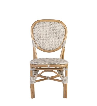 BISTRO - Conjunto de 2 cadeiras de rattan branco 50 x 58 x 94