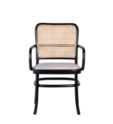 Set de 2 sillones tapizados de teca y ratán 45 x 52 x 86