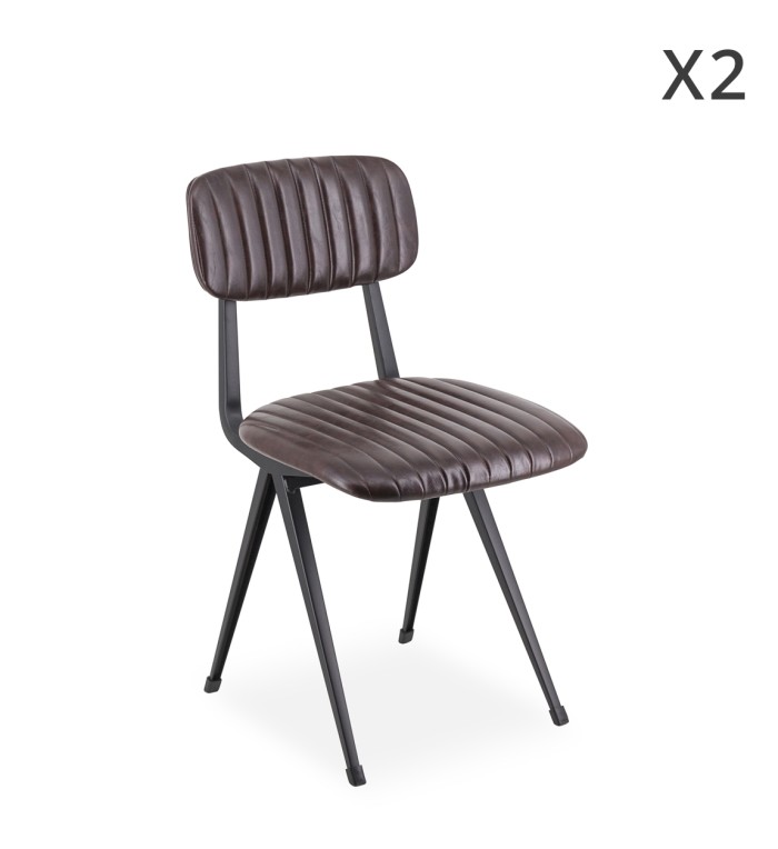 MICHIGAN - Set of 2 iron and PU chairs 53 x 45 x 80