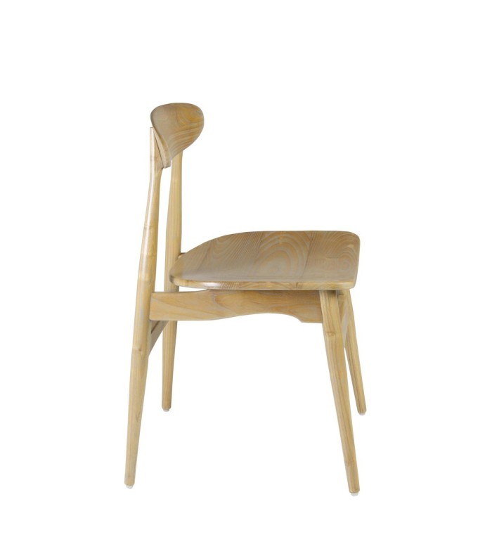 BUFFALO - Set of 2 gray and natural wood chairs 46 x 50 x 80