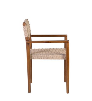 Set of 2 teak and rope armchairs 53 x 51 x 80