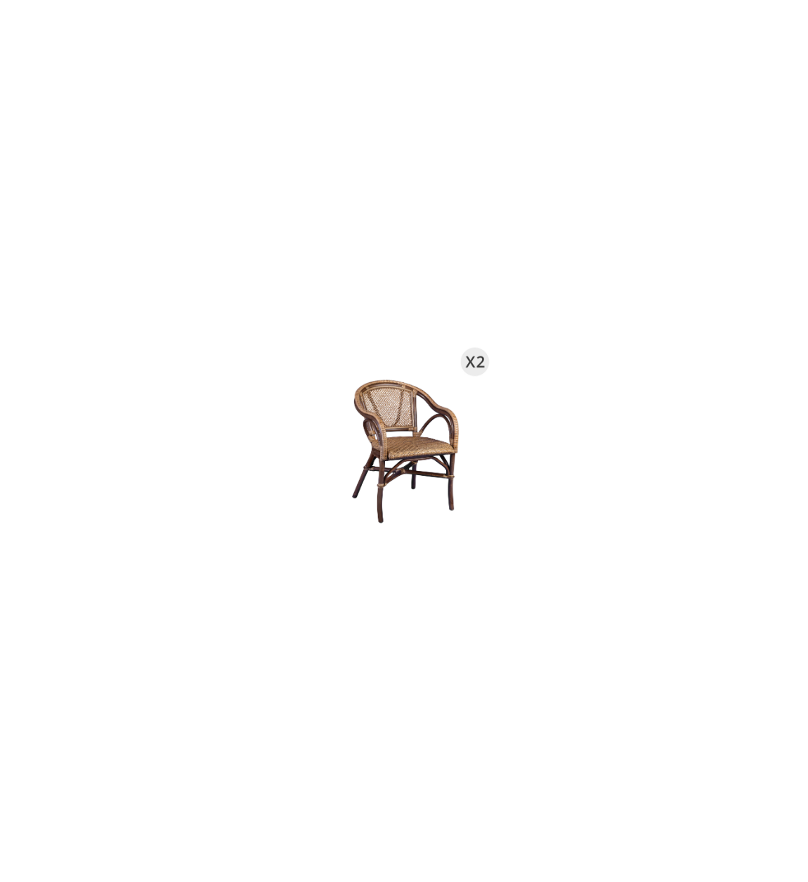 BISTRO - Set of 2 rattan armchairs 56 x 62 x 80