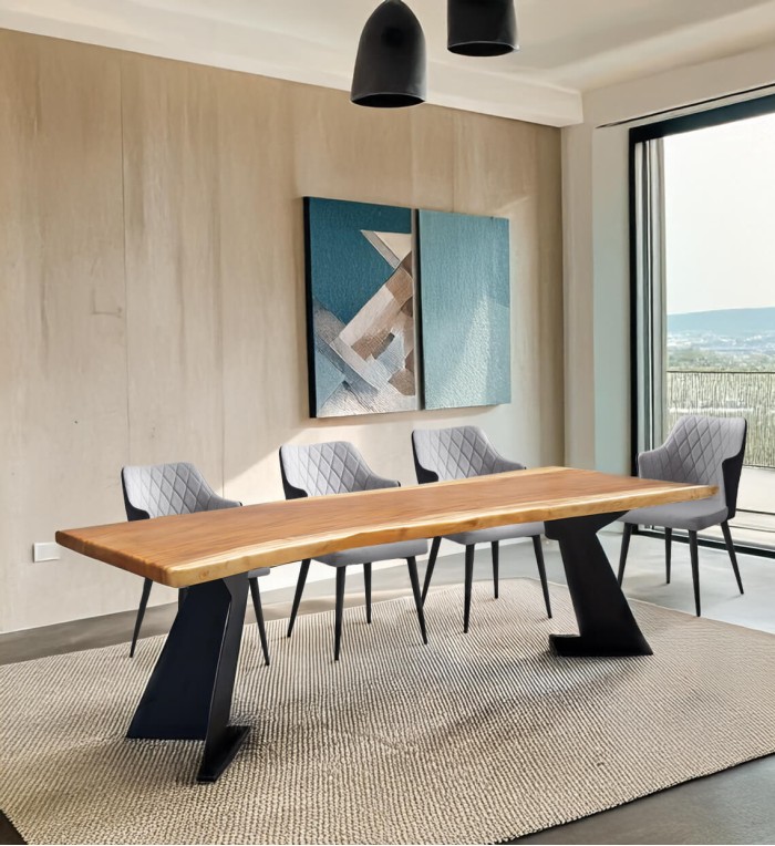 Tavolo da pranzo in suar con gambe 250 x 91-96 x 79