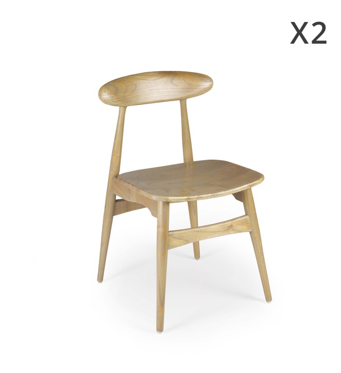 BUFALO - Set de 2 sillas en madera sunkai 46 x 50 x 80