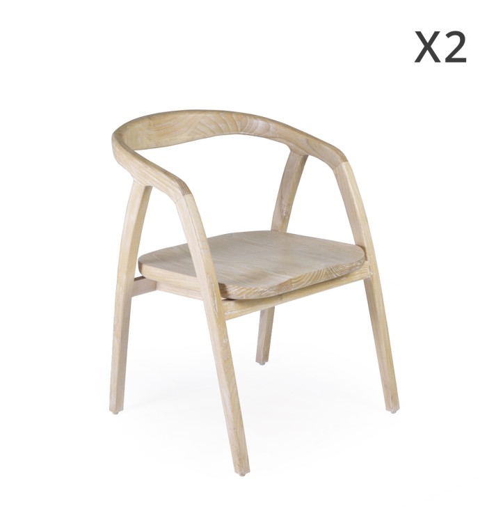 ALYA - Set de 2 sillas de madera color natural 55 x 60 x 77