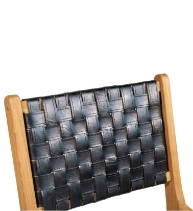 Silla de teca y piel 51 x 56 x 88